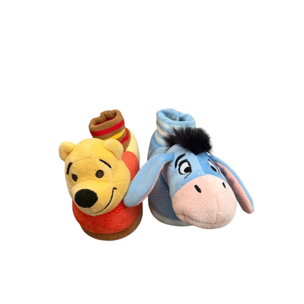 Disneyโ Winnie the Pooh Eeyore Mismatched Plush Slippers Size 9-10 Kids